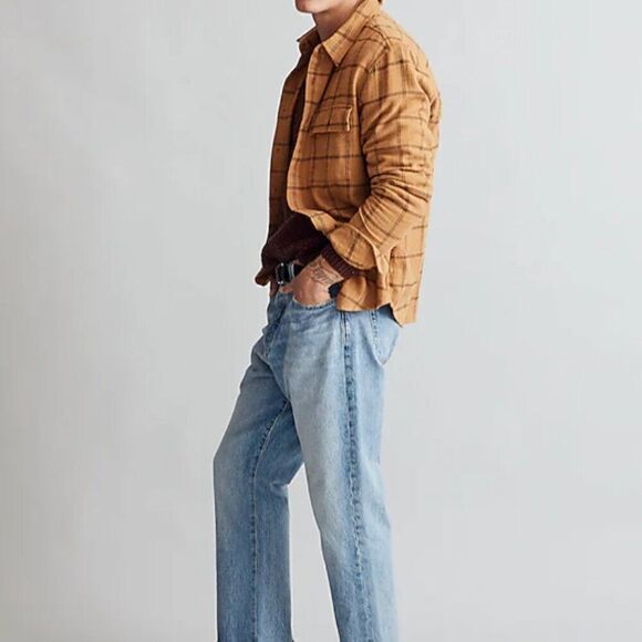 Madewell Slub Flannel Easy Long-Sleeve Shirt golden Oak NWT size XXL - Picture 2 of 12